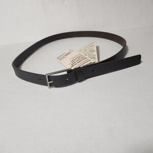 Vegetable Tanned Leather‎ Narrow Belt Adjustable One Size Dark Brown